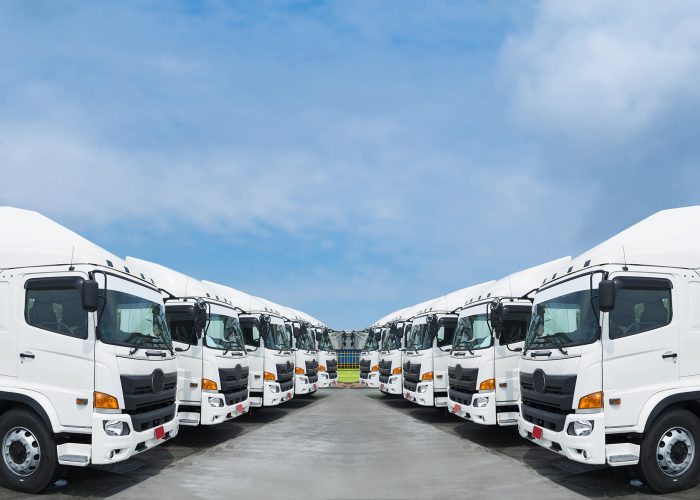 New truck fleet is parking at yard.